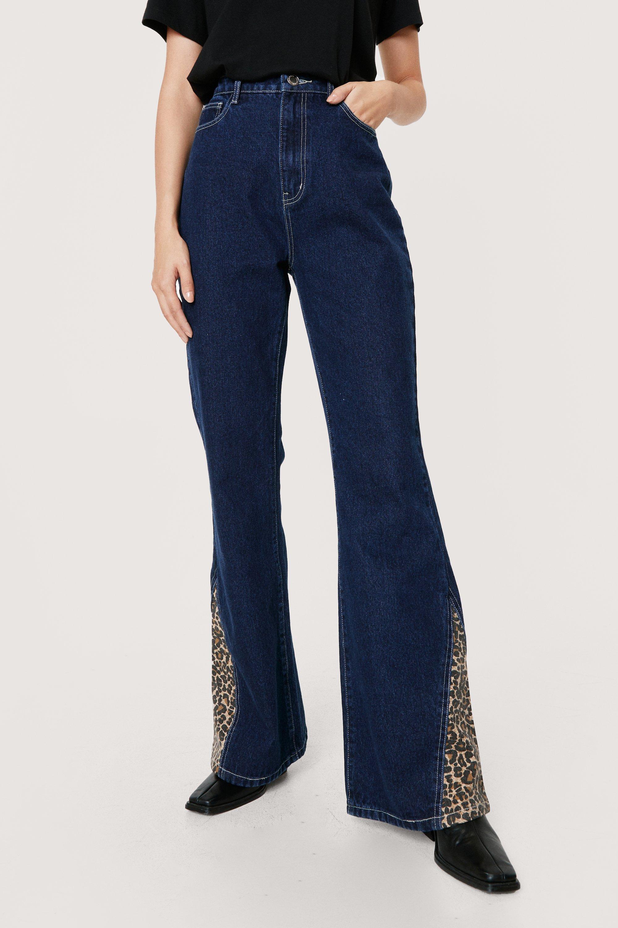 Leopard print best sale bell bottom jeans